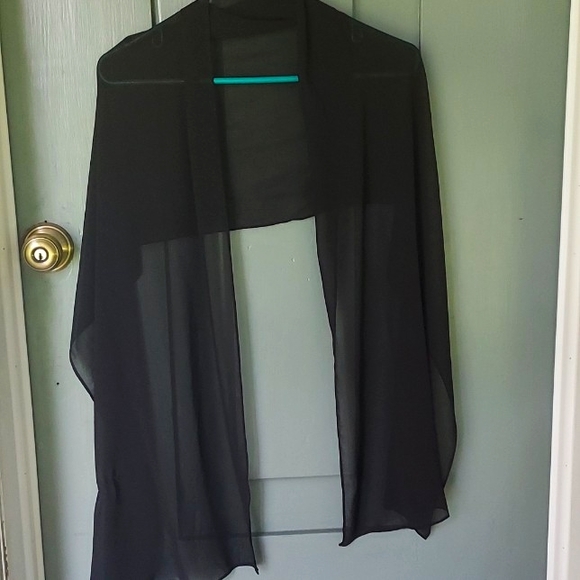 Black prom dress & sheer shoulder scarf/shawl - Picture 7 of 7